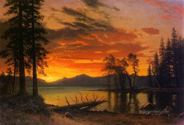  Sunset Art - Sunset over the River Albert Bierstadt Landscapes